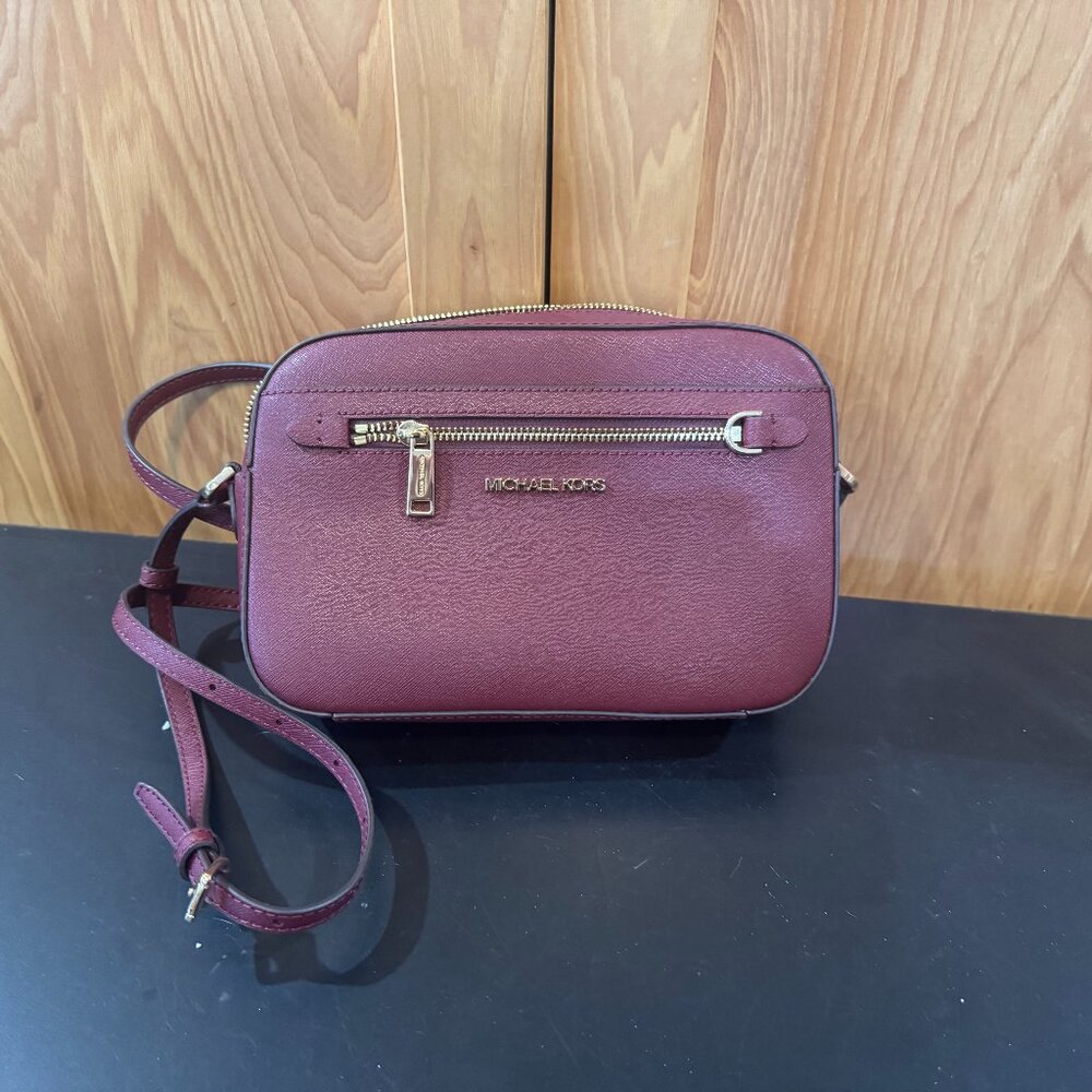 Michael Kors Crossbody Bag – Burgundy / Wine – Gold Hardware